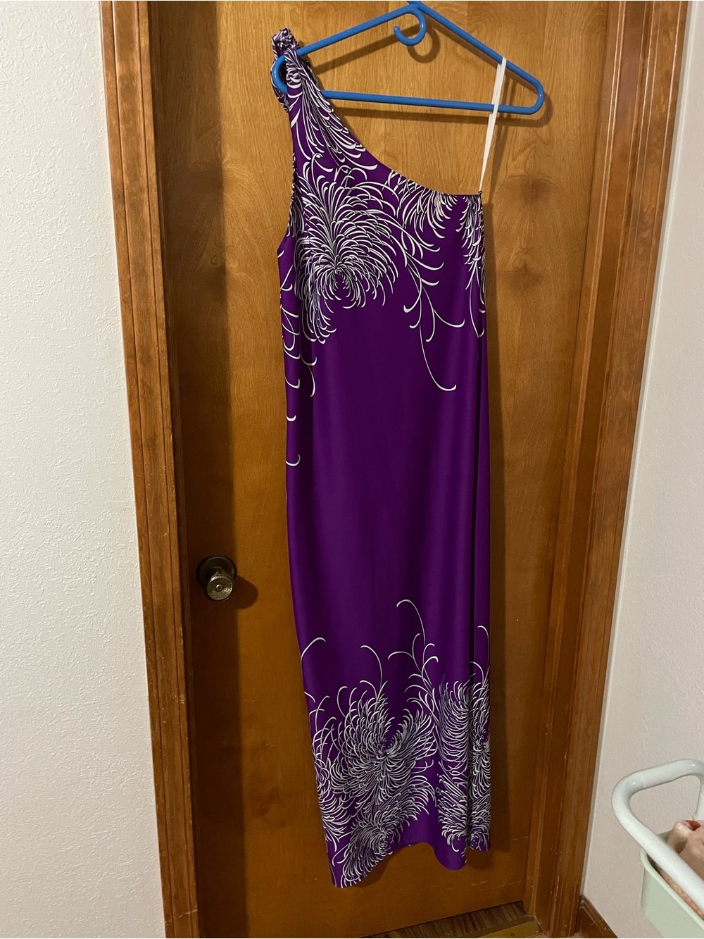 One-Shoulder Purple Floral-Print Maxi Dress